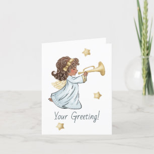 Tarjeta Festiva Crea tu propio Angel latino de Navidades Trumpeant