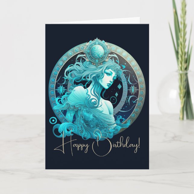 Tarjeta Festiva Crea tu propio Aquarius Zodiac Celeste (Anverso)