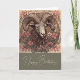 Tarjeta Festiva Crea tu propio Art Nouveau Aries Zodiac