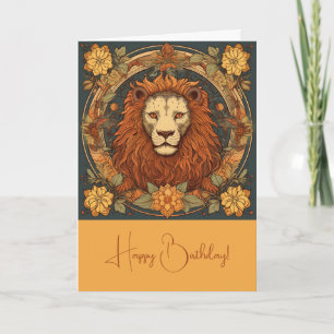 Tarjeta Festiva Crea tu propio Art Nouveau Leo Zodiac