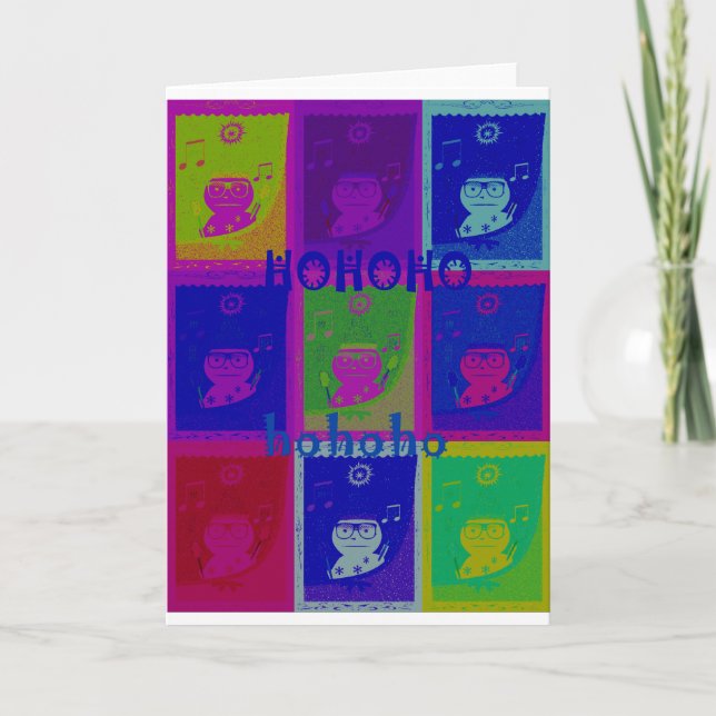 Tarjeta Festiva Crea tu propio arte pop especial de Santa HoHoho (Anverso)