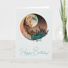 Tarjeta Festiva Crea tu propio Boho Full Moon Sky Scape
