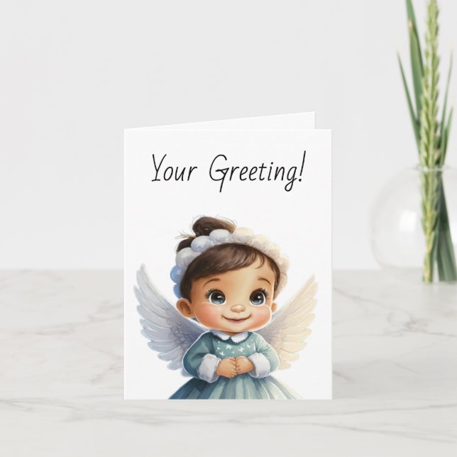 Tarjeta Festiva Crea tu propio Brunette Navidades de nieve Angel B (Anverso)