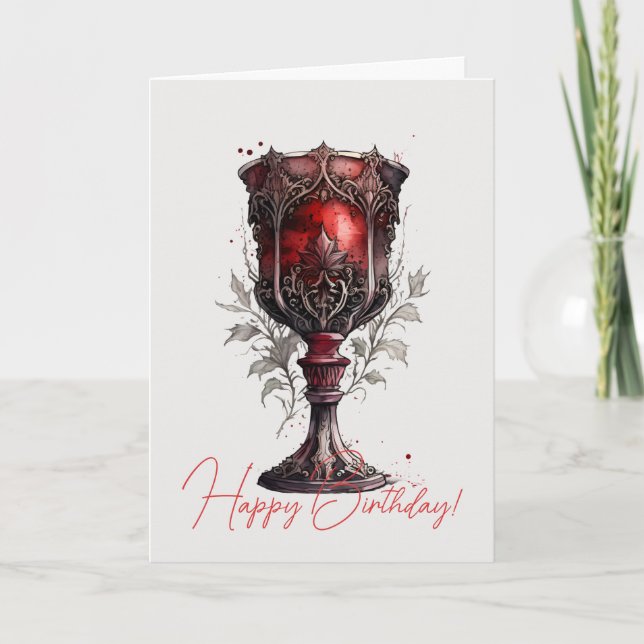 Tarjeta Festiva Crea tu propio cáliz gótico rojo (Anverso)