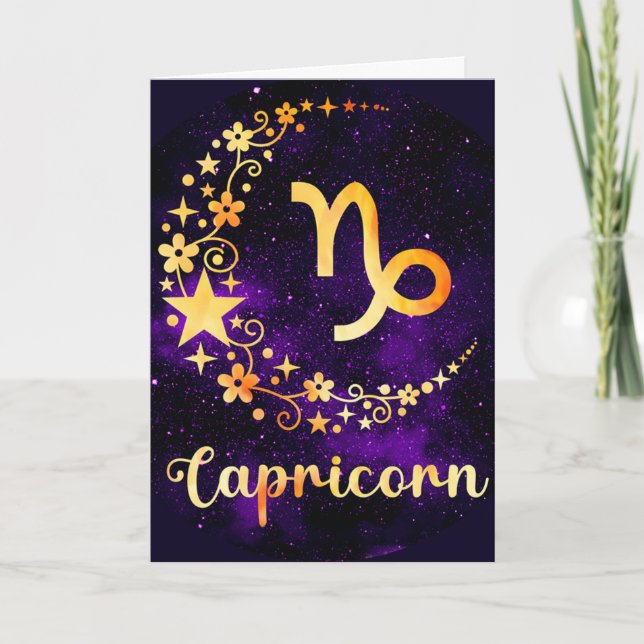 Tarjeta Festiva Crea tu propio capricornio celeste púrpura (Anverso)