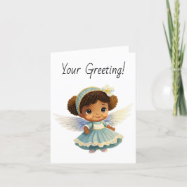 Tarjeta Festiva Crea tu propio Chica Angel afroamericano