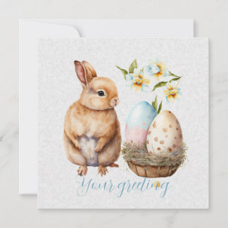 Tarjeta Festiva Crea tu propio conejo y huevos con flores silvestr