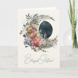 Tarjeta Festiva Crea tu propio creciente lunar floral oscuro y cla