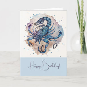 Tarjeta Festiva Crea tu propio Escorpio Místico Oro y Azul
