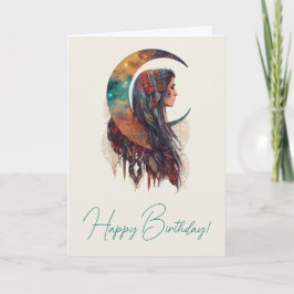 Tarjeta Festiva Crea tu propio Espíritu Libre Floral Boho Moon