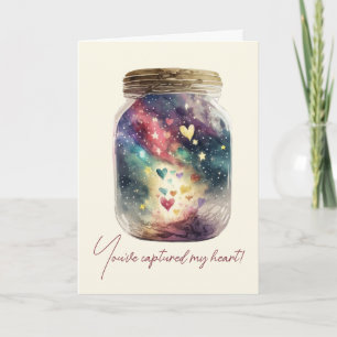 Tarjeta Festiva Crea tu Propio Frasco Colorido de Corazones de Amo