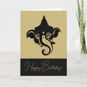Tarjeta Festiva Crea tu propio Ganesh negro y dorado