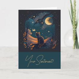 Tarjeta Festiva Crea tu propio gato místico y escénico negro