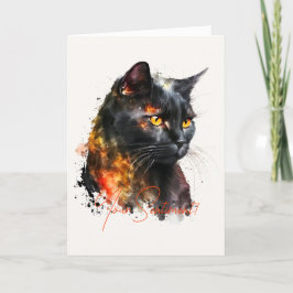 Tarjeta Festiva Crea tu propio gato negro furioso