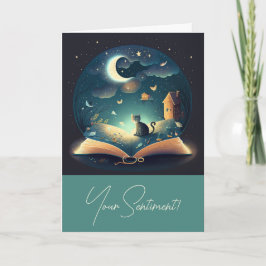 Tarjeta Festiva Crea tu propio gato negro místico y grimoire