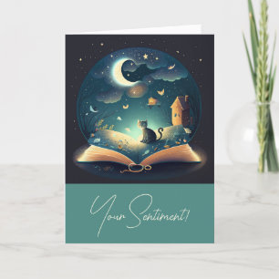 Tarjeta Festiva Crea tu propio gato negro místico y grimoire