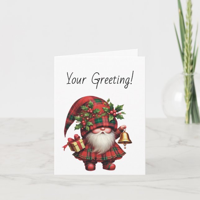 Tarjeta Festiva Crea tu propio Gnome de Navidades alegres (Anverso)