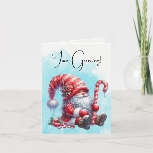 Tarjeta Festiva Crea tu propio Gnome de Navidades de menta de pimi (Anverso)