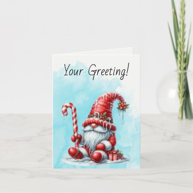 Tarjeta Festiva Crea tu propio Gnome de Navidades de menta de pimi (Anverso)