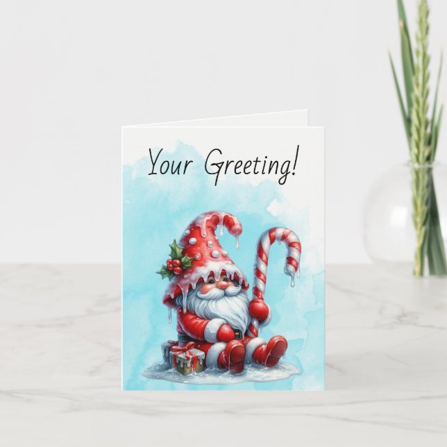 Tarjeta Festiva Crea tu propio Gnome de Navidades de menta de pimi (Anverso)