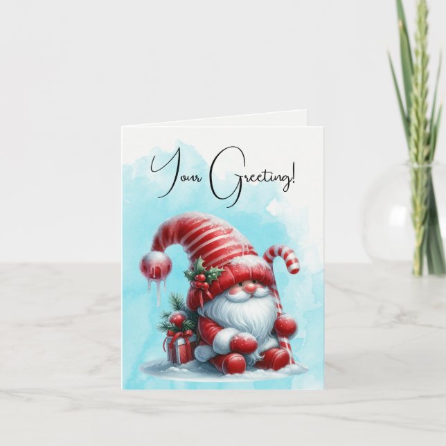 Tarjeta Festiva Crea tu propio Gnome de Navidades de Peppermint Fl (Anverso)