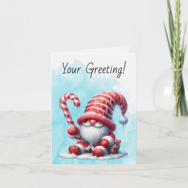 Tarjeta Festiva Crea tu propio Gnome de Navidades de Peppermint Me (Anverso)