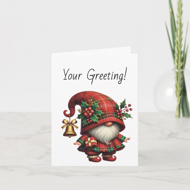 Tarjeta Festiva Crea tu propio Gnome de Navidades felices (Anverso)