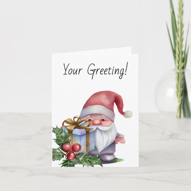Tarjeta Festiva Crea tu propio Gnome de Navidades presentes en el  (Anverso)
