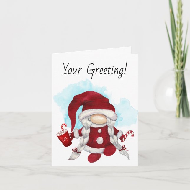 Tarjeta Festiva Crea tu propio hogar de Navidades de cacao (Anverso)