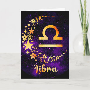 Tarjeta Festiva Crea tu propio Libra Celestial Púrpura Zodiac