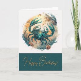 Tarjeta Festiva Crea tu propio oro y Verde azulado zodiaco contra 