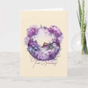 Tarjeta Festiva Crea tu propio paisaje de fantasía púrpura