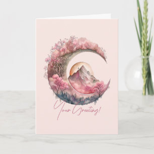 Tarjeta Festiva Crea tu Propio Paisaje de Luna de Flor de Cerezo
