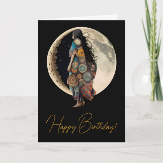 Tarjeta Festiva Crea tu propio paseo de luna floral Boho