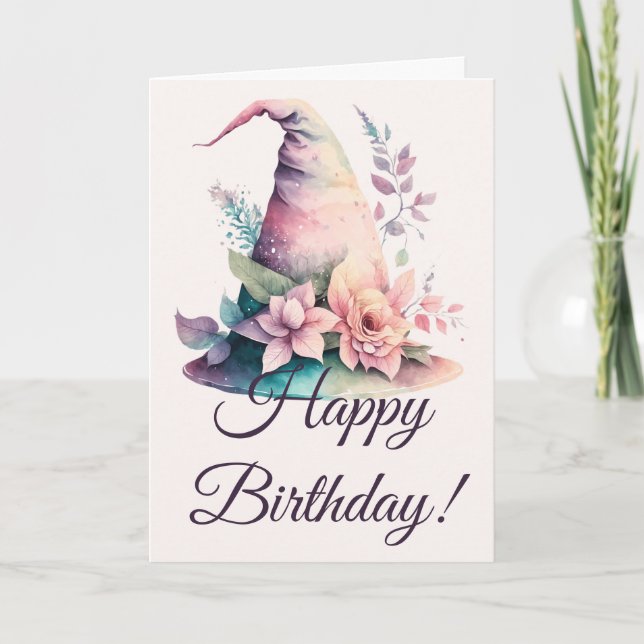 Tarjeta Festiva Crea tu propio Pastel Gorra de brujas arcoiris Ros (Anverso)