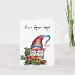 Tarjeta Festiva Crea tu propio regalo de gnomo rojo y azul