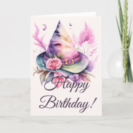 Tarjeta Festiva Crea tu propio Rosa de Gorra de bruja arco iris de