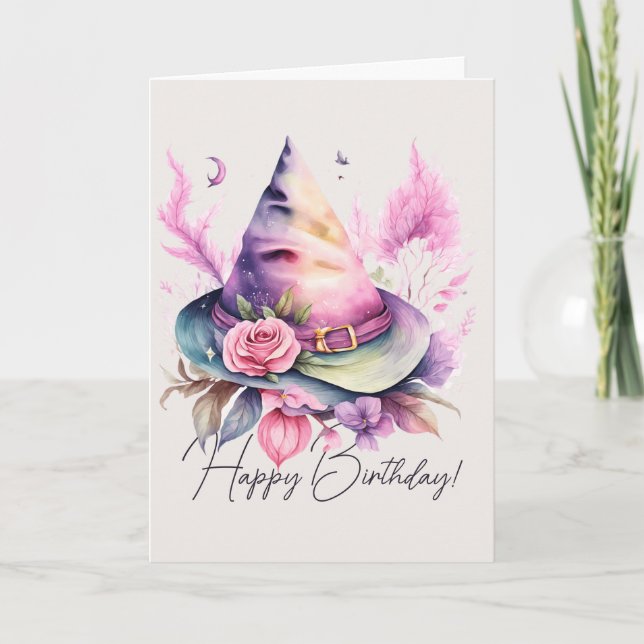 Tarjeta Festiva Crea tu propio Rosa de Gorra de bruja arco iris de (Anverso)