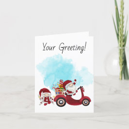 Tarjeta Festiva Crea tu propio Scooter Gnome de Navidades de Santa