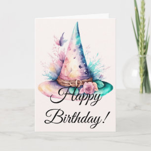 Tarjeta Festiva Crea Tu Propio Sombrero de Bruja Floral de Arcoíri