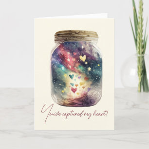 Tarjeta Festiva Crea tu propio y colorido Jar de amor de corazón