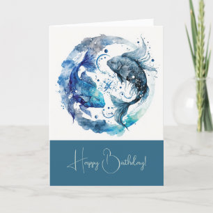 Tarjeta Festiva Crea tu propio Zodiac azul y Verde azulado