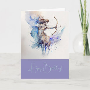 Tarjeta Festiva Crea tu propio Zodiac Sagittarius Oro y Azul