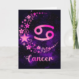 Tarjeta Festiva Crea tu propio Zodiaco de Cáncer Celestial Púrpura