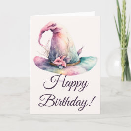 Tarjeta Festiva Crea tus propias hojas de Gorra de bruja arcoiris 