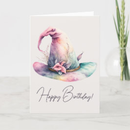 Tarjeta Festiva Crea tus propias hojas de Gorra de bruja arcoiris 