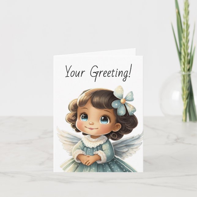 Tarjeta Festiva Crea tus propios Navidades Brunette Blue Angel (Anverso)
