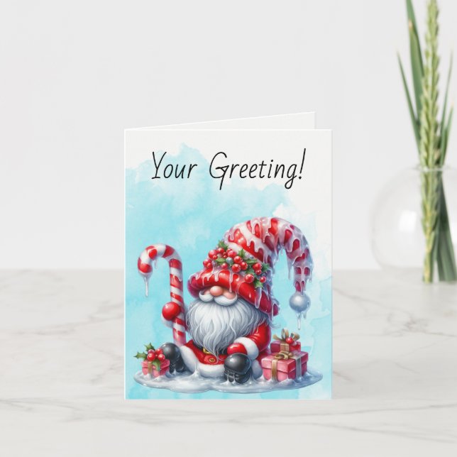 Tarjeta Festiva Crea tus propios Navidades de candy de menta pimie (Anverso)