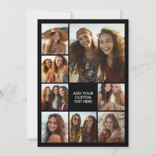 Tarjeta Festiva Crea un collage personalizado de 8 fotos - Negro