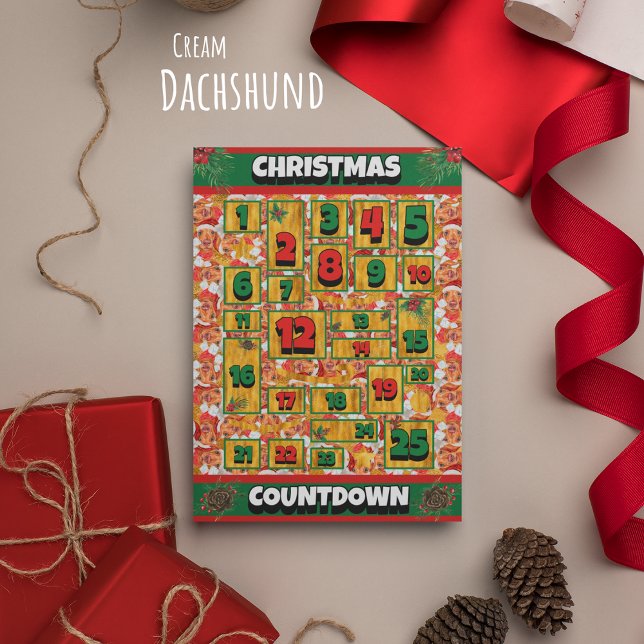Tarjeta Festiva Cream Dachshund: Navidades de cuenta regresiva de  (Subido por el creador)